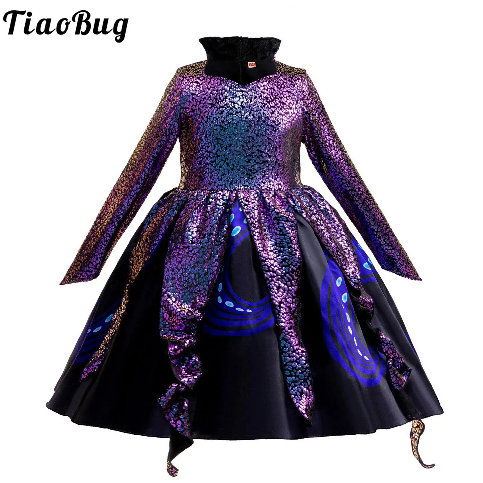 

Girls Sea Witch Cosplay Mermaid Costumes Shiny Long Sleeve Tutu Dress for Halloween Cosplay Stage Performance Theme Party