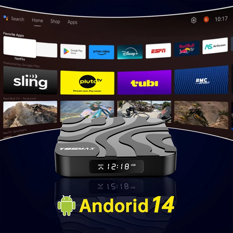 T95 Max Smart TV Box Android 14 8K ثنائي النطاق WiFi 2.4G/5G Bluetooth 5.0 Streaming Media Player Set Top Box لجوجل Netflix