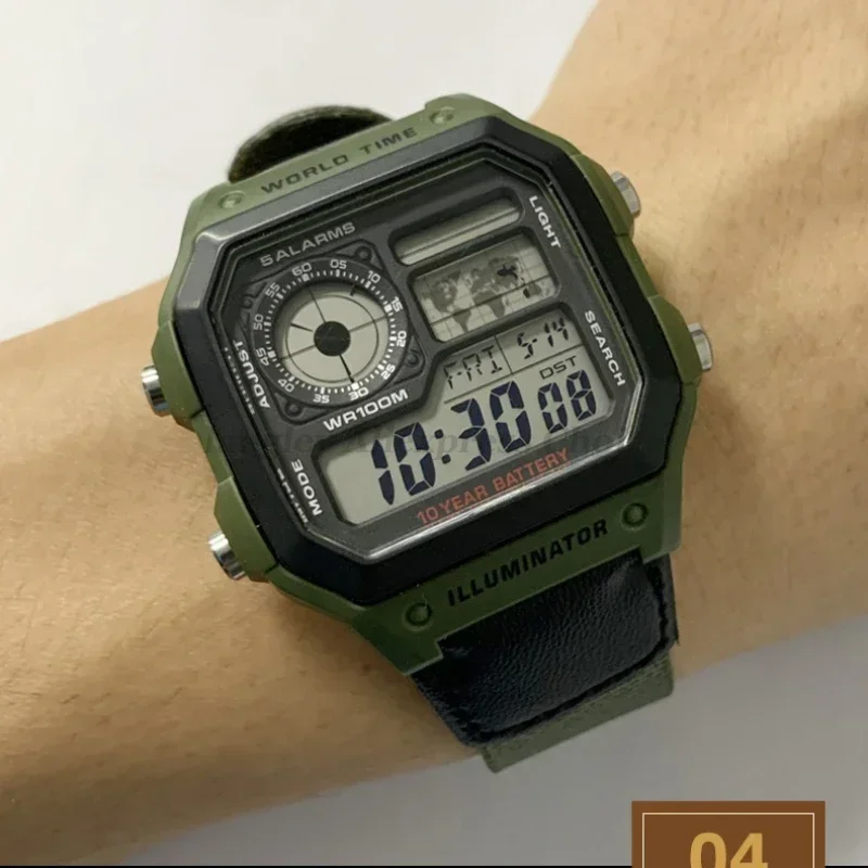 카시오 W800H 남성용 캔버스 스포츠 블랙 그린 팔찌 SGW400 F91W F84 F105/108/A158/168 AE1200/1300 벨트 용 18mm 나일론 시계 스트랩