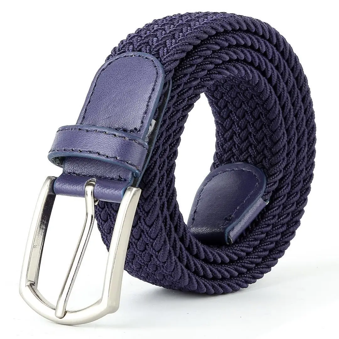 3,3cmX110cmX130cm 2024 Hochwertiger Neuer Elastischer Geflochtener Gürtel für Herren Lässiger Canvas-Gürtel für Damen Koreanischer Allrounder mit Dornschließe Weiß Schwarz – Detail 7