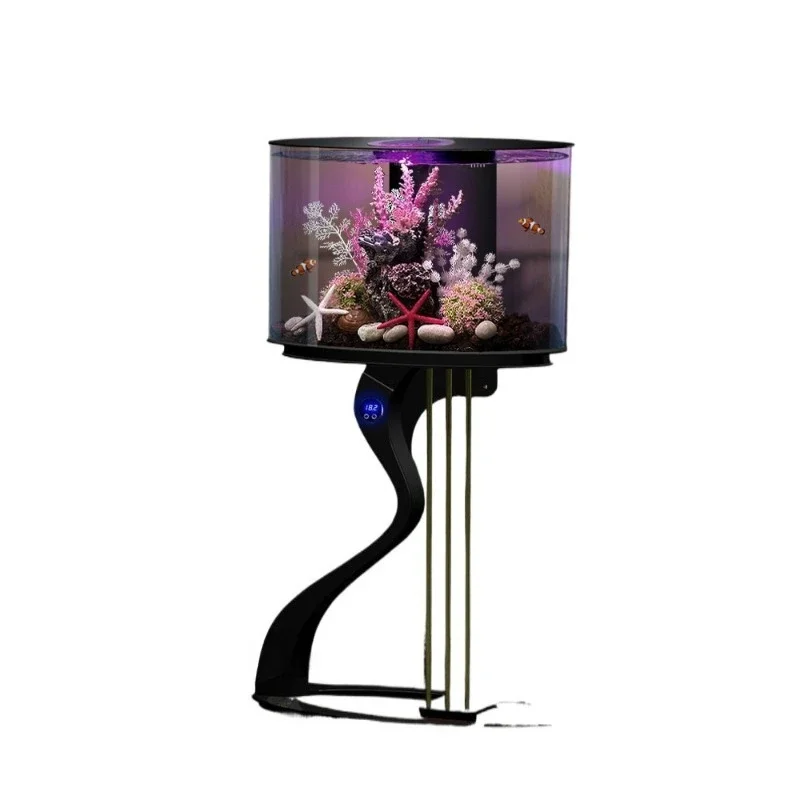 The fish tank living room is small, and the floor-to-ceiling ecological fish tank next to the TV cabinet is free of water