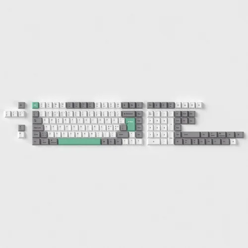 ISO Cherry Profile Dye-Sub PBT juego completo de teclas, gris, blanco, menta para teclado mecánico personalizado