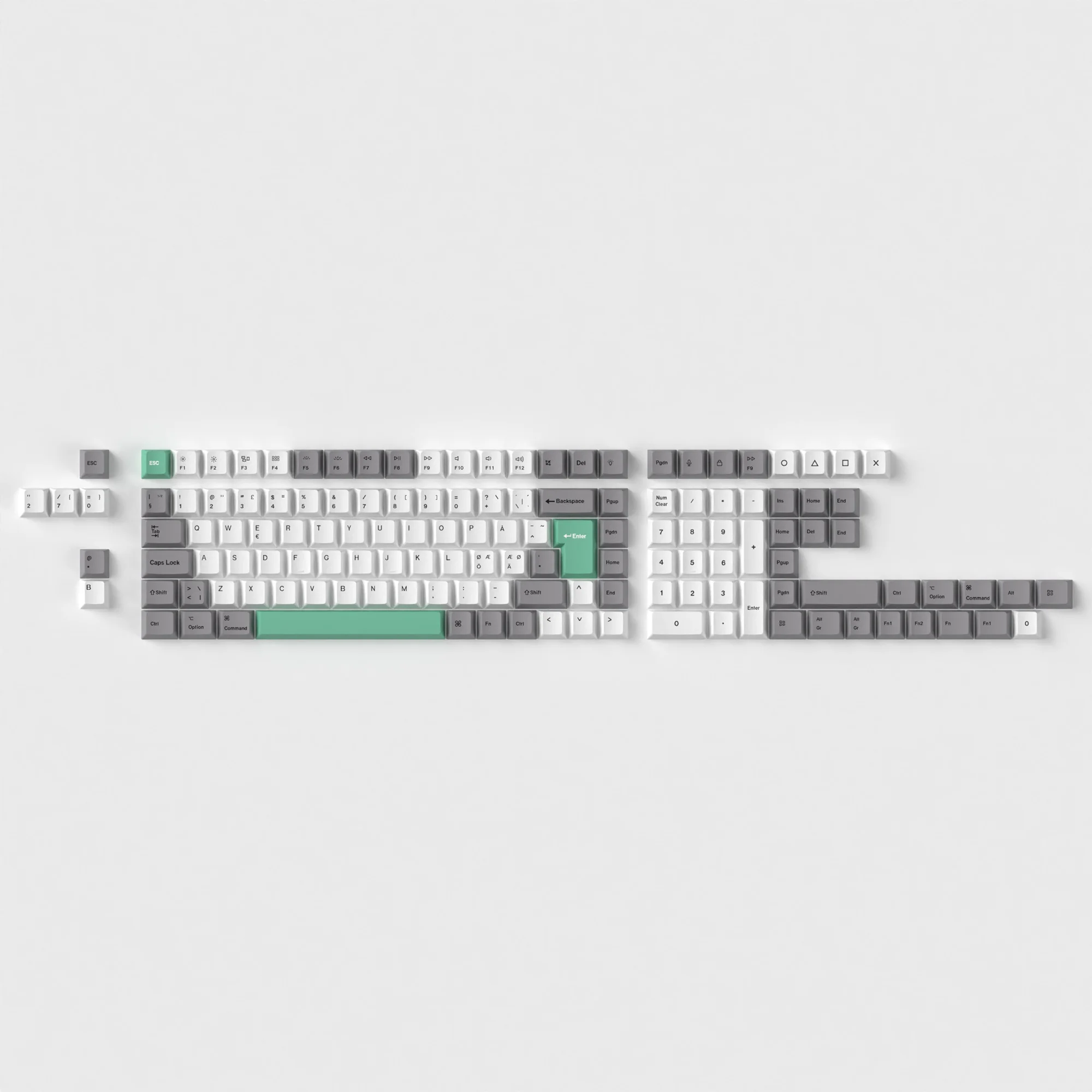 conjunto completo de keycap para teclado mecanico iso cereja perfil corante sub cinza branco hortela personalizado 01