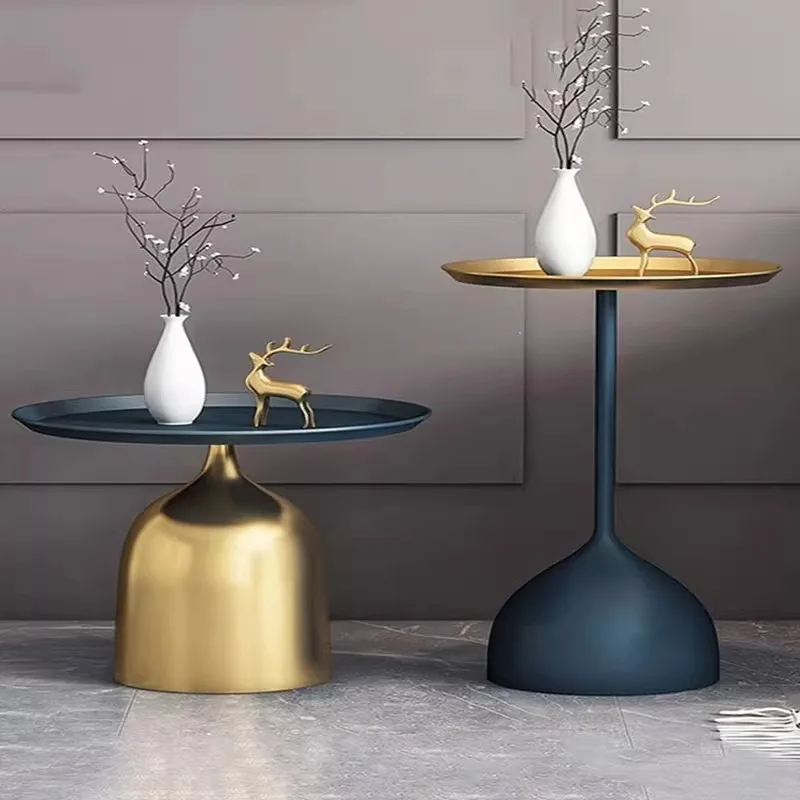 Nordic light luxury sofa side a few creative living room corner a few modern simple wrought iron small round table bedside cabin