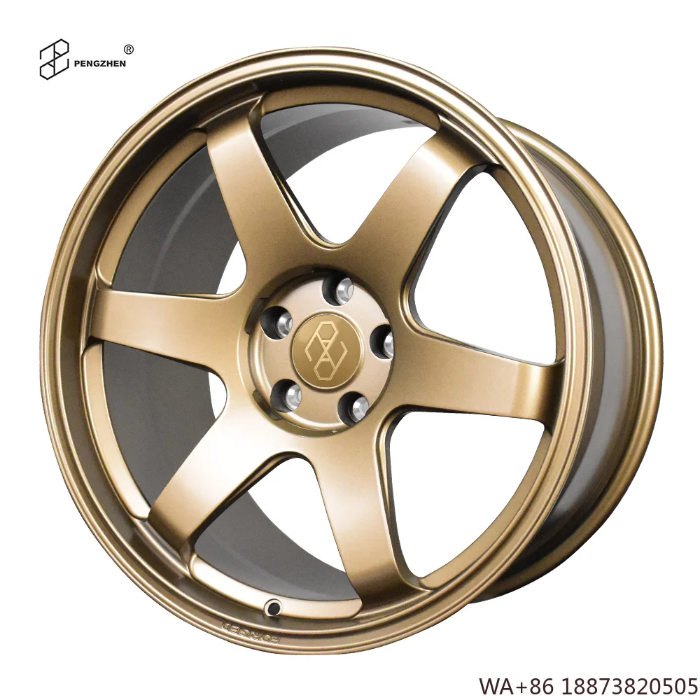 For  Te37 5x114.3 5x112 Powder Coating Matte Bronze 5 Holes 6 Spokes Forged Car Wheel Rims for TOYOTA BMW Lexus