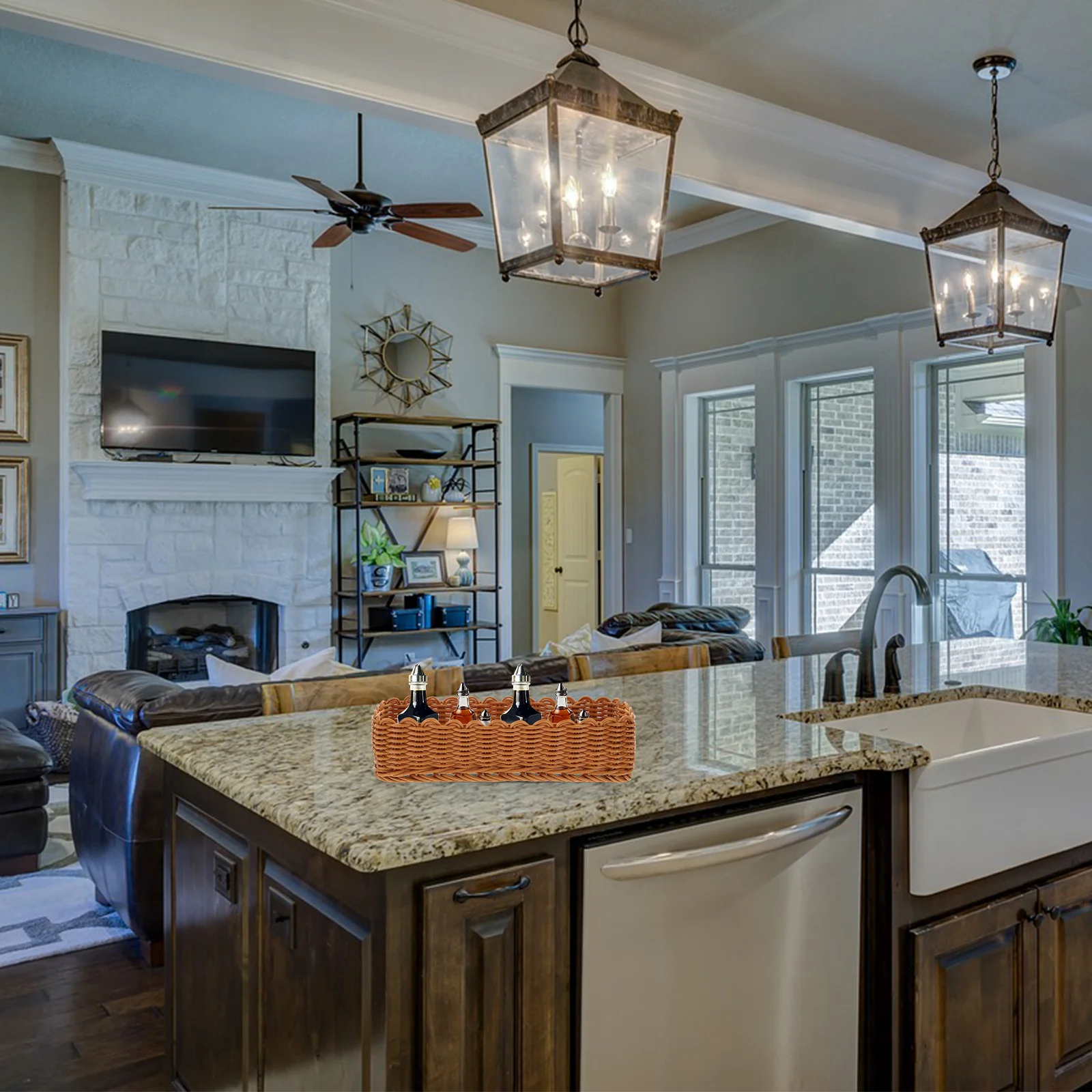 

Modern Woven Kitchen Cutlery Storage Household Organizer Multi-Function Countertop Utensil Holder Natural Style