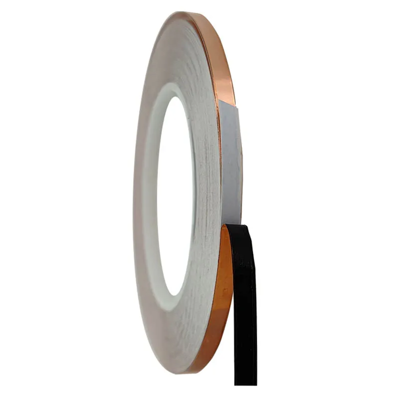 Met Zwarte Lijm Enkele Kleverige Zelfklevende Koperfolie Tape Voor Emi Maskeren, 4Mm, 5Mm, 6Mm ~ 20Mm Breedte