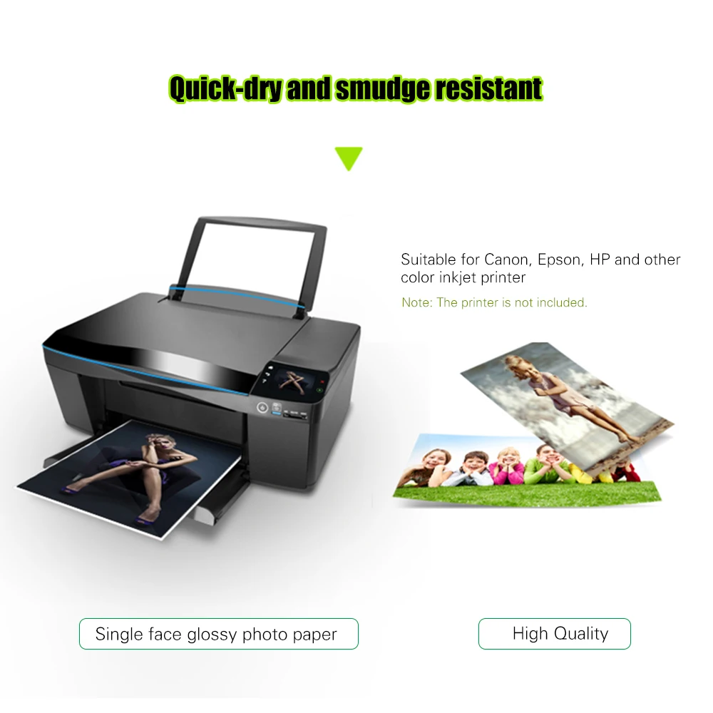 Profesional Ukuran 4R 100 Lembar Kertas Foto Mengkilap Tahan Air Cepat Kering Cocok untuk Lembar Printer Inkjet Warna Canon Epson HP