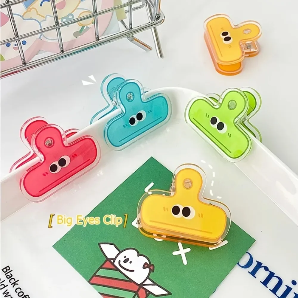 4/6pcs Pack Multicolor Cute Face Acrylic Binder Clip Planner Clips Paper Clamp Office Decorative Supplies School Stationery