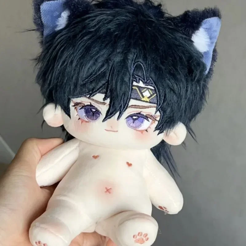 Ashes Of The Kingdom Fu Rong 20cm Anime Game  Cosplay Plush Doll Body With Skeleton Handsome boy with long hair and animal ears