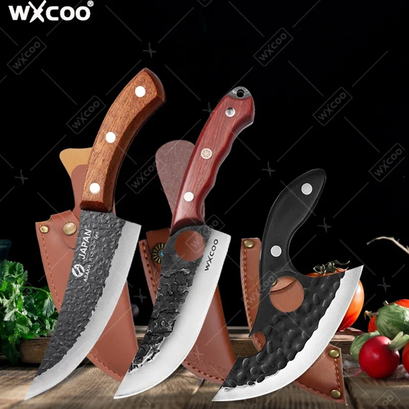 WXCOO Multifunctional Kitchen Steel Boning Knife for Meat Skinning Butcher Fruit Peeling Forged Knife