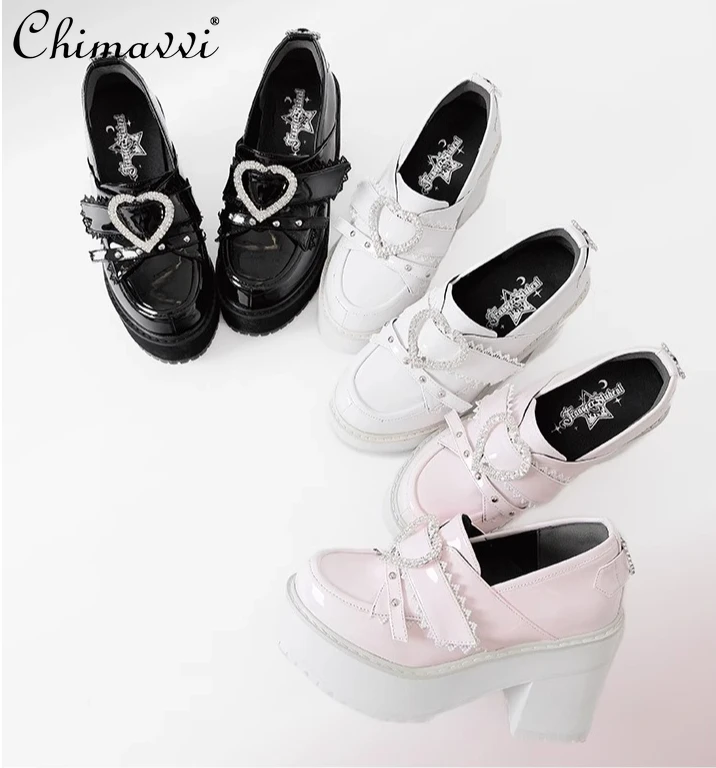 

Original JK Deep Mouth Thick Sole Patent Leather Shoes Japanese Mine Series Platform Shoes Mass-Produced Women's High Heel Pumps