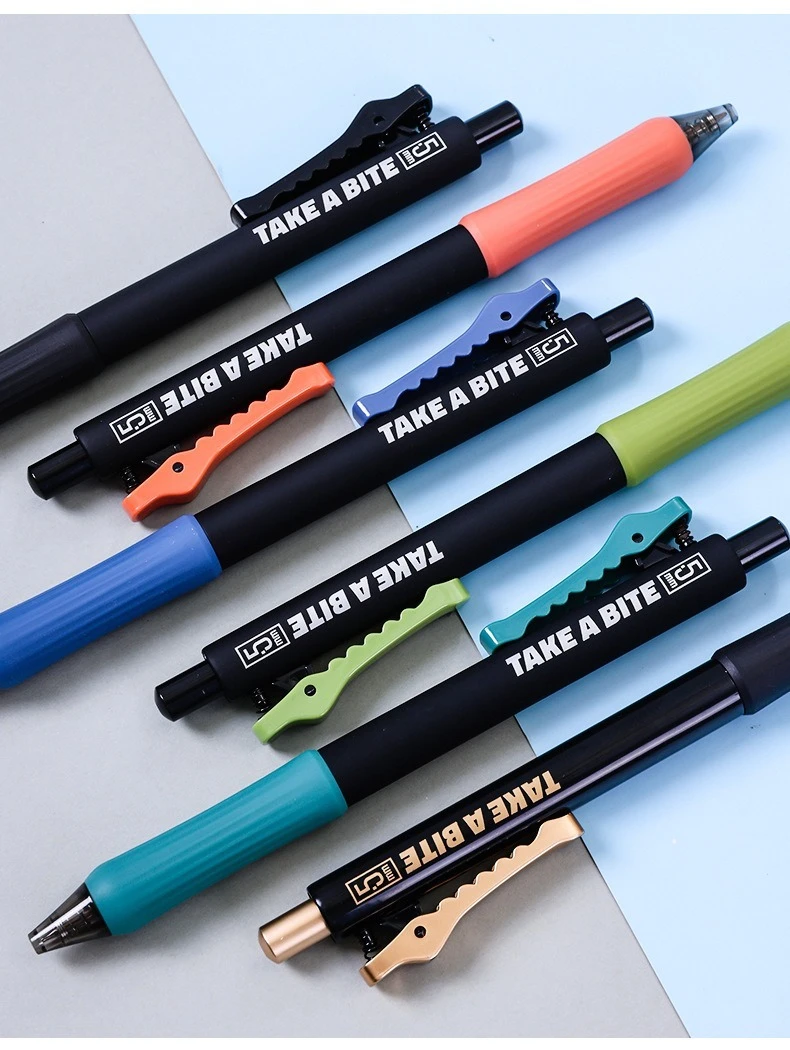 4PC Gel Stift Krokodil Klemme Neutral Stift 0,5mm Schwarz Geschwindigkeit Trocknen Prüfung Schreiben Glatte Wasser Stift Große kapazität Unterschrift Stift – Detail 10