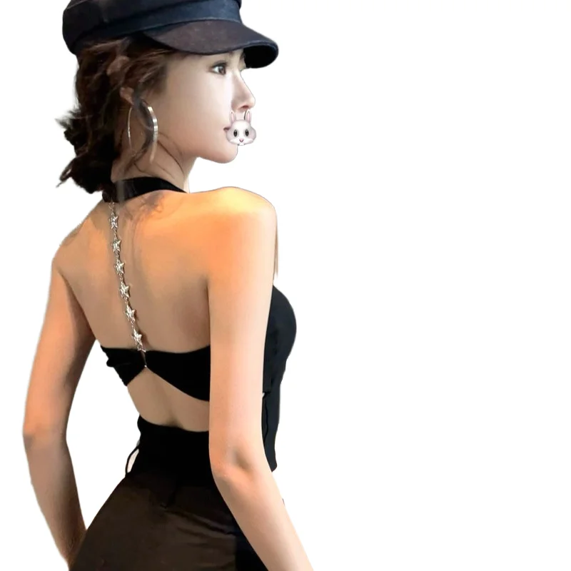 เสื้อครอปท็อปแบบสายเดี่ยวเว้าอกเซ็กซี่ พร้อมฟองน้ำเสริมทรง สำหรับผู้หญิง สไตล์จีนสุดฮิต ใช้เป็นเสื้อซับในได้