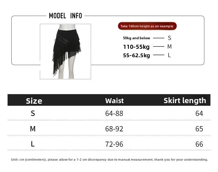 26SS Punk Lace Stitching Design Irregular Lace-up Skirt Women