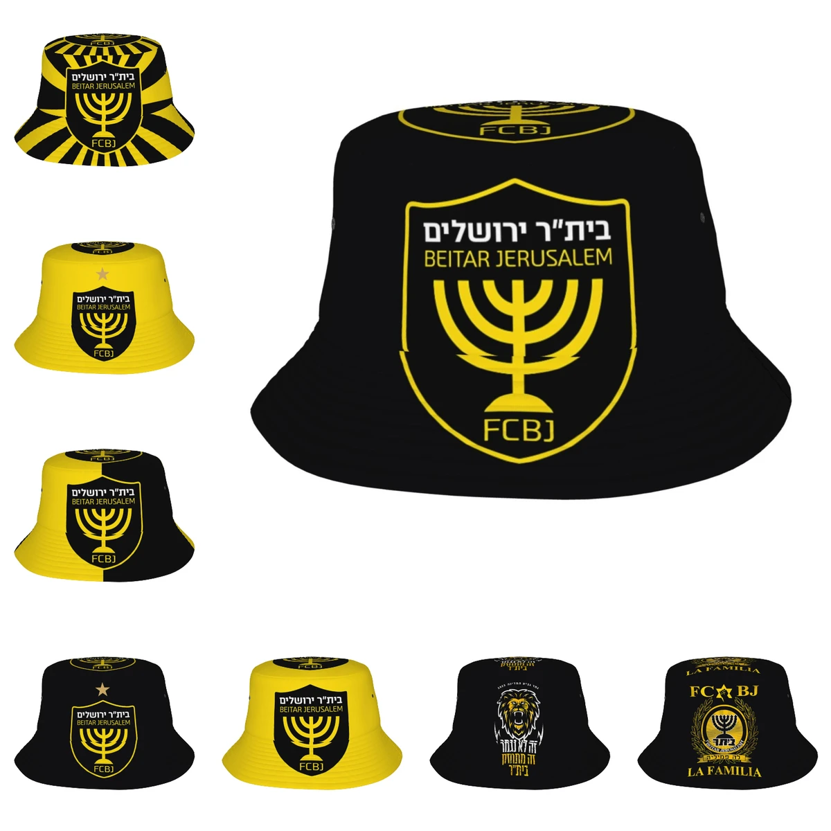 Israel FCBJ Beitar Jerusalem Fisherman's Cap Outdoor Bucket Hats Fishing Hat Wide Brim Cap Unisex Foldable Beach Summer Travel