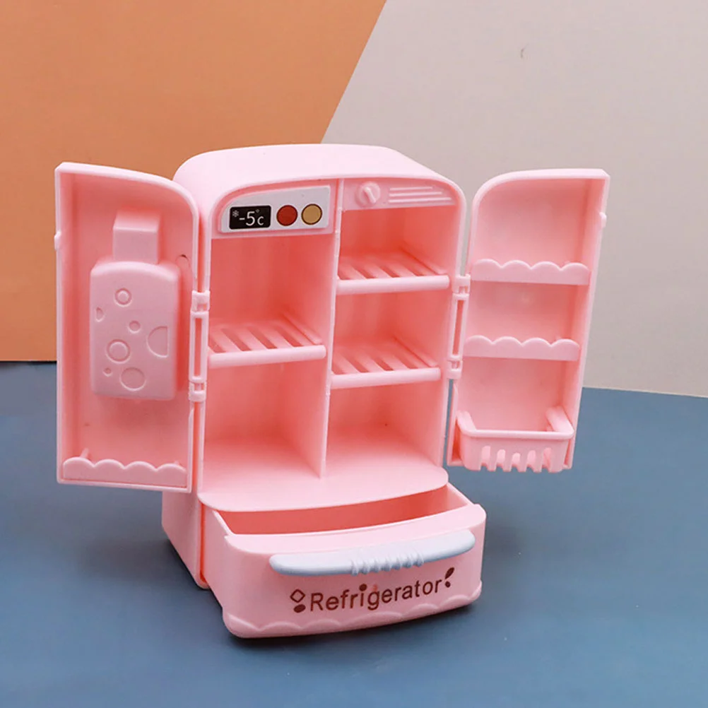 Pretend Fridge Toys Simulated Refrigerator Mini Cute Kitchen Appliance Pink Plastic