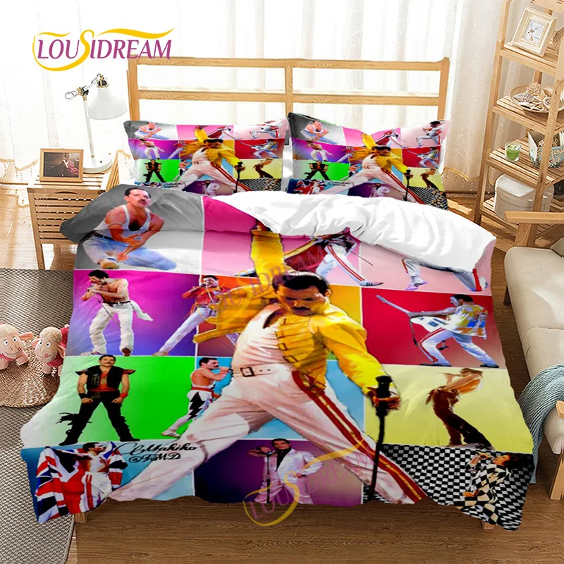 Customizable Freddie Mercury 3D Printed Bedding set duvet set King size double Bed Full size Music Queen Band Sheet set