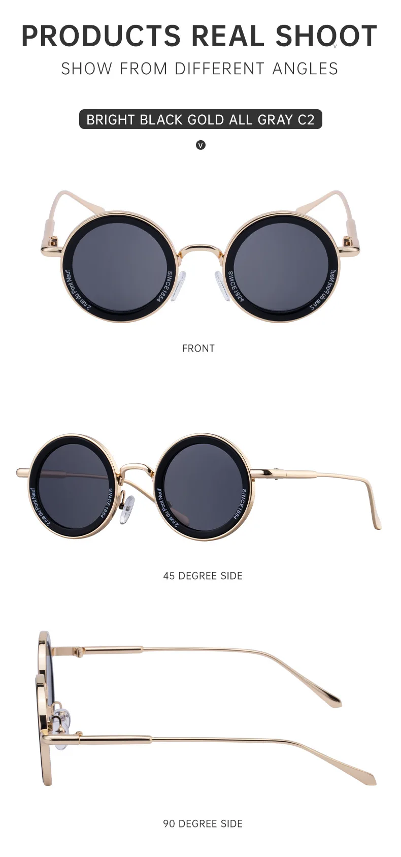 Runde Steampunk Sonnenbrille Männer Vintage Punk Sonnenbrille Frauen Trendy Retro Mode Gläser Gafas De Sol Hombre Lunette Soleil Femme – Detail 12