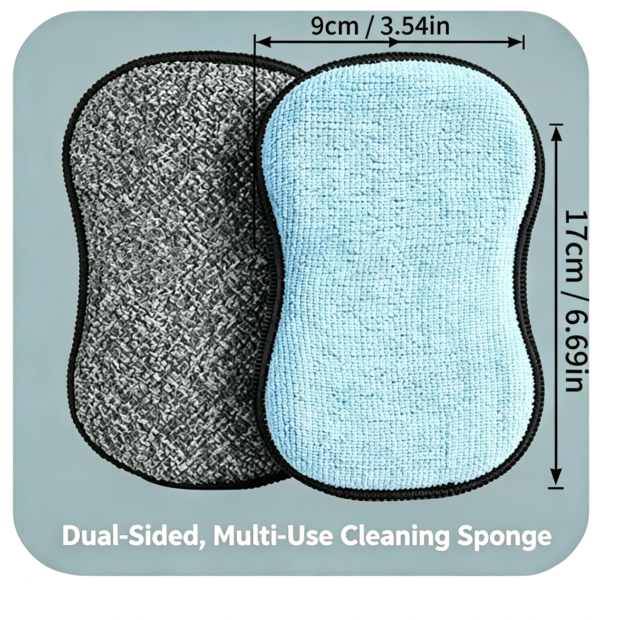 Dual-Sided Cleaning Sponge, Reusable Multi-Use Scrub Sponge for Kitchen, Bathroom & Dishes