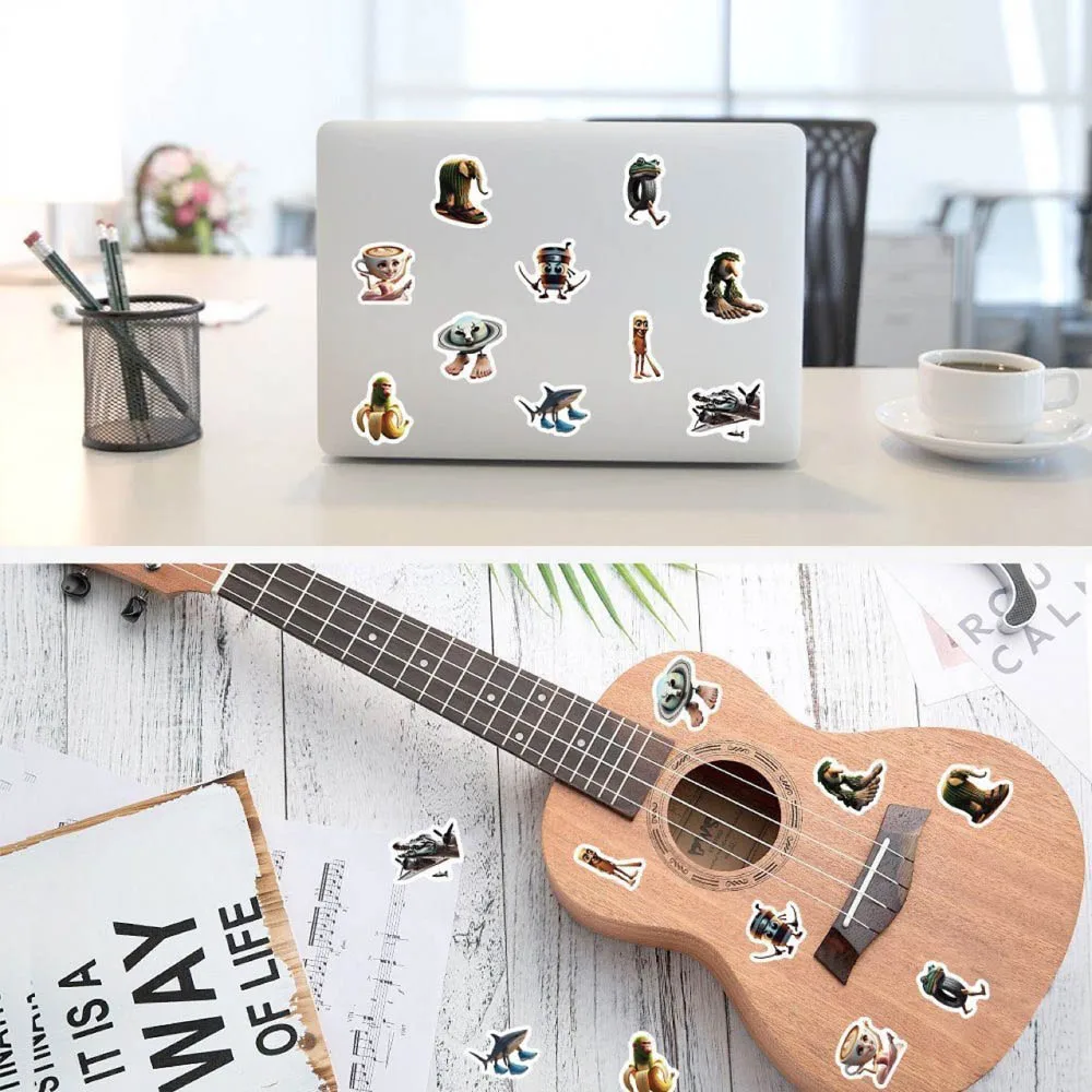 500pcs Tung Tung Sahur Ai Abstract Sealing Stickers, Diy Pvc Laptop Decal Decorative Stickers, Reward Gift image 5