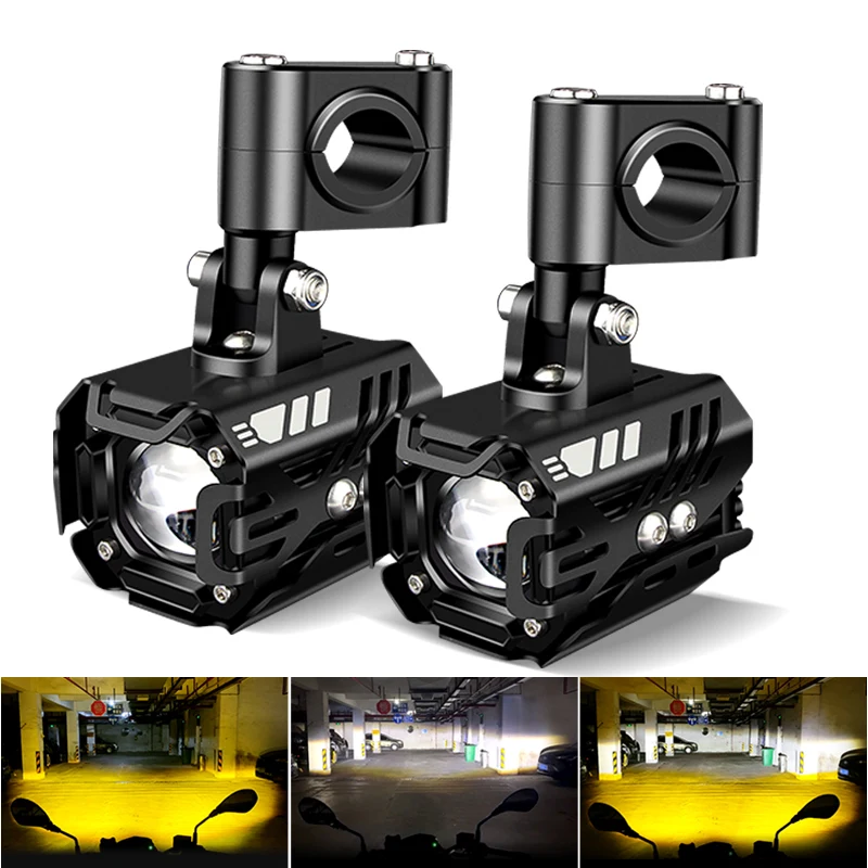 For HONDA XLV 600 650 700 TRANSALP NX 650 Motorcycle Headlights LED 80w Spotlight Dual-Color Lens 18000lm the Fog Flashing 12V