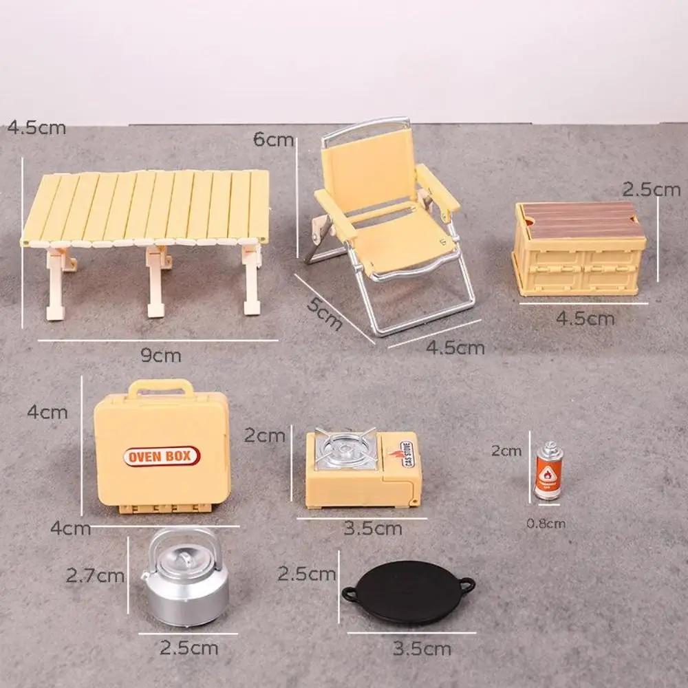 Simulation Model Miniature Camping Picnic Set 1:12 Dollhouse Early Education Folding Chair Gas Stoves Model Pretend Play Kawaii