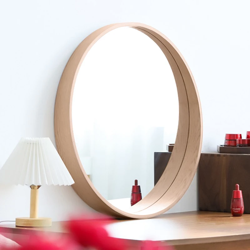 Wall-mounted Makeup Mirror - 50cm X 50cm Wall Decor Mirror, Wooden Frame Irregular Wall Mirror, Suitable for Bathrooms, Dressing - view 2