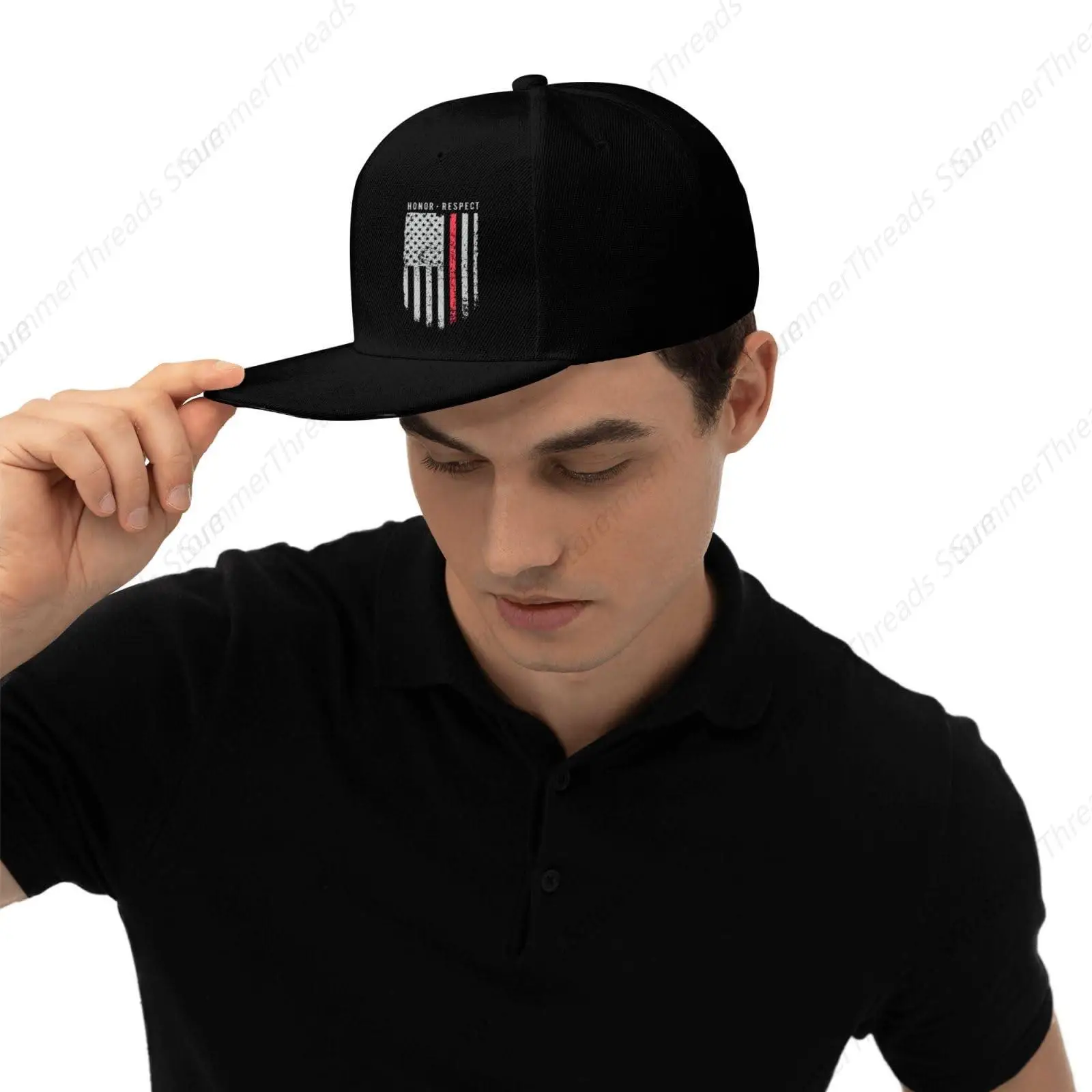 Honor Respect American Firefighter. قبعات Snapback للرجال والنساء قبعة بيسبول مسطحة بحافة بيل