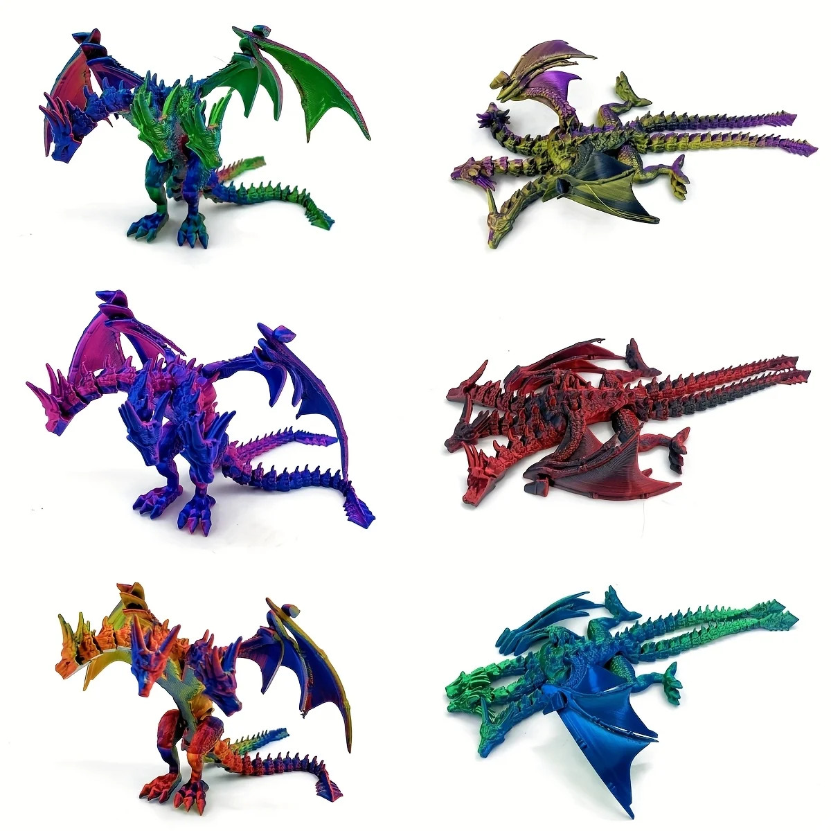 3D Printing Cool Three Headed Dragon Gradient Three Headed Dragon Statue Home Decoration Office Ornament Creative Dragon Model