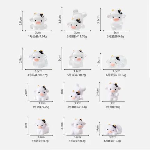 st. självlysande tecknad ko i harts, djurfigur, självlysande, gör-det-själv tillbehör till älvor, rumsdekor, miniatyr 8 best sales miniatyr ko leksaker - №4