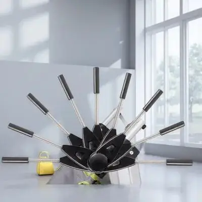 مظلة عربة أطفال سوداء قابلة للتعديل جبل المشبك قاعدة مرنة 35.5 سنتيمتر 8 الأضلاع مظلة حماية من الشمس حماية من الأشعة فوق البنفسجية