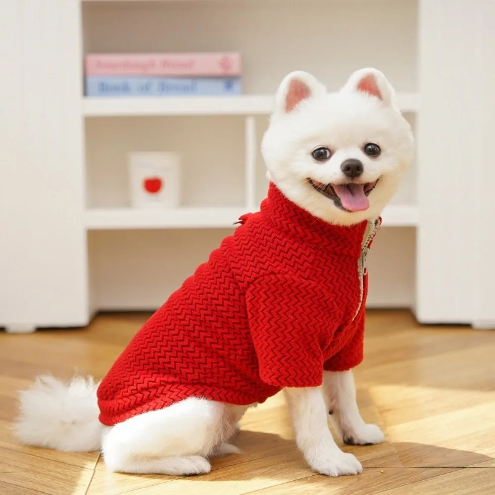 

Pet Cat Apparel Warm Dog Ripple Hoodies Soft Comfortable Puppy Sweatshirts Solid Color with Zipper Dog Clothes Outdoor Indoor