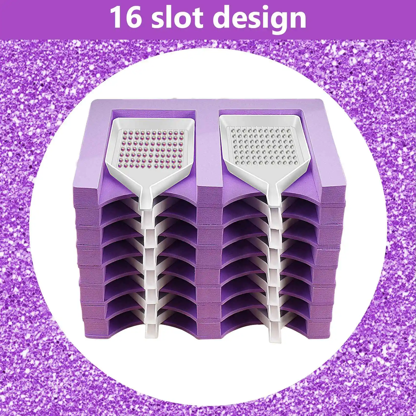 

A32P_16 Slots Diamond Painting Tray Organizer Diamond Painting Accessories Tray Diamond Painting Tools Kits Organizer Purple