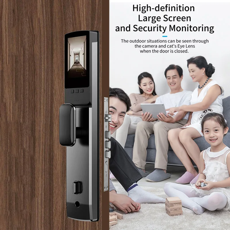 Imagem -06 - Biométrico Face Segurança e Câmera Smart Door Lock Senha Digital Chave Eletrônica Cartão ic App Desbloqueio Fechaduras de Impressão Digital 3d