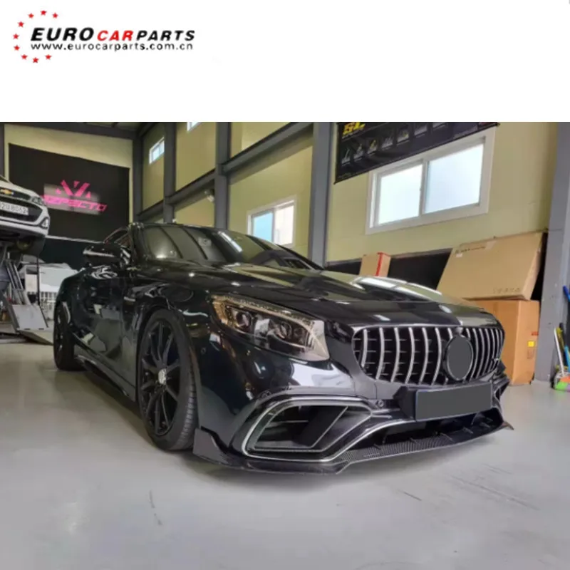 S Class Coupe C217 S63 Dry Carbon Fiber Front Lip Fog Light Cover Canards For Auto Parts C217 S63 Car Bumper