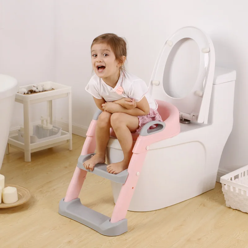 Kinderwc-ladder en toilethoes, babyzitje, toilethoes, meisje en jongen