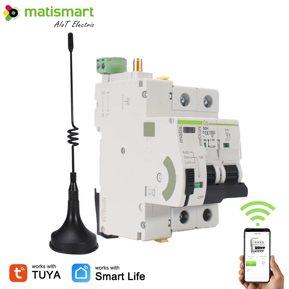 Matismart Tuya Wifi Smart Recloser With 2P Circuit Breaker