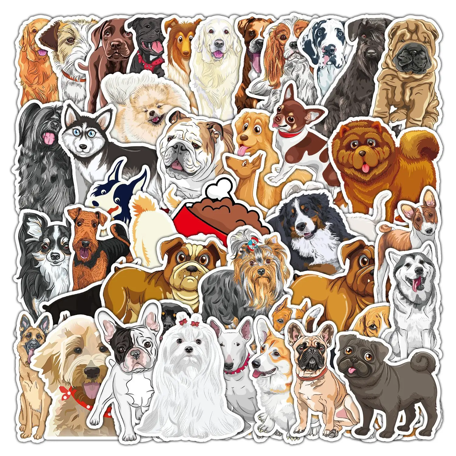 50Pcs Cartoon Cute Dog Series Graffiti Stickers Suitable for Laptop Helmets Desktop Decoration DIY Stickers Toys Wholesale
