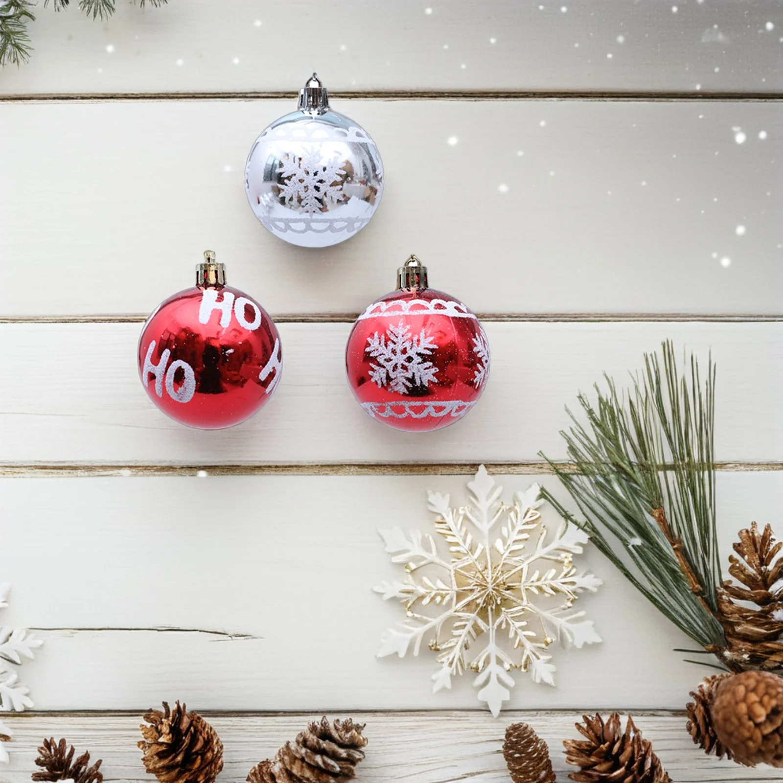 

18Pcs Christmas Balls Ornaments Shatterproof Plastic Xmas Tree Hanging Decorations Glitter Snowflake Baubles Holiday Party Decor