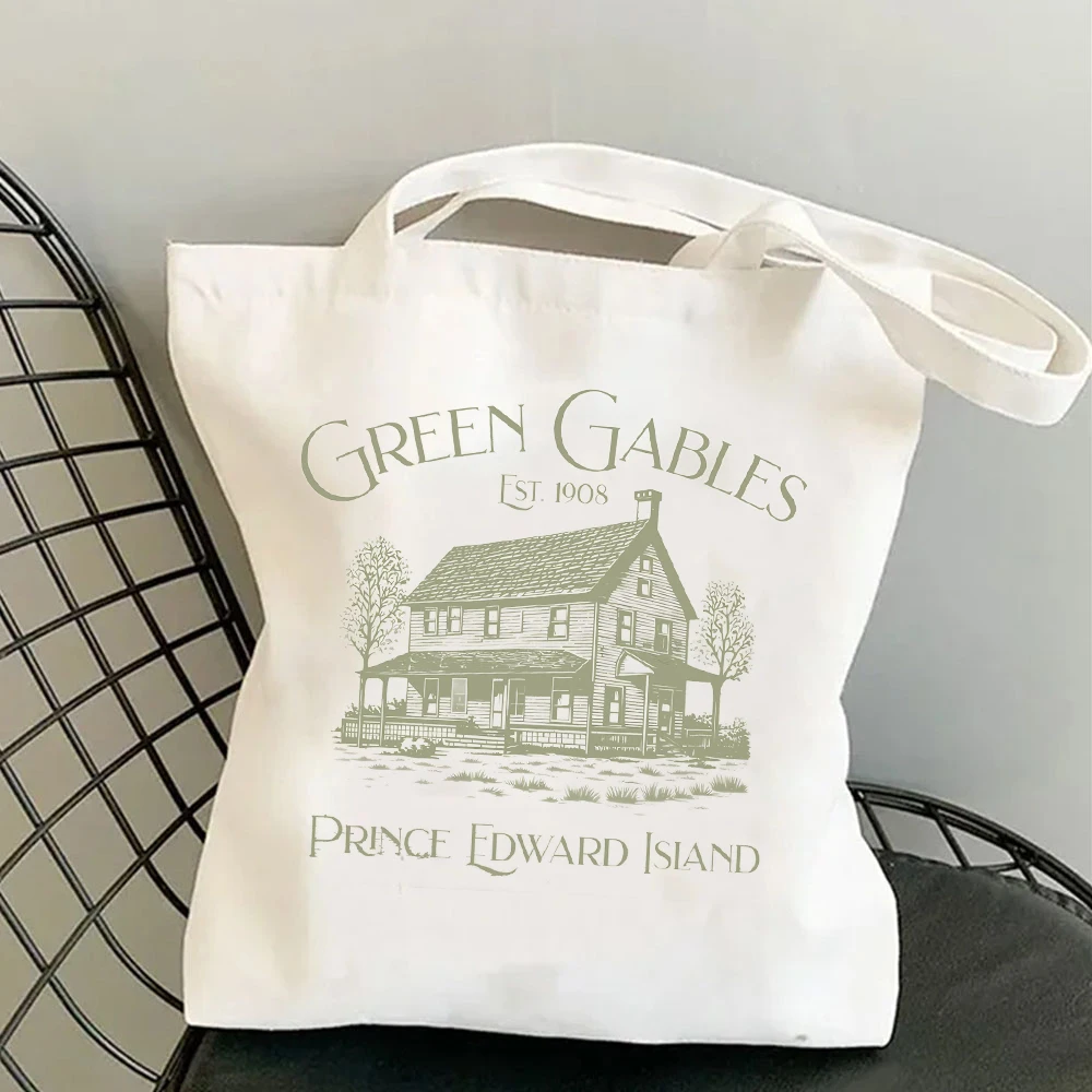 Reading Shoulder Bag Anne of Green Gables Print Designs Women Handbags Large Capacity Canvas Tote Bag Reusable Handbag Practical