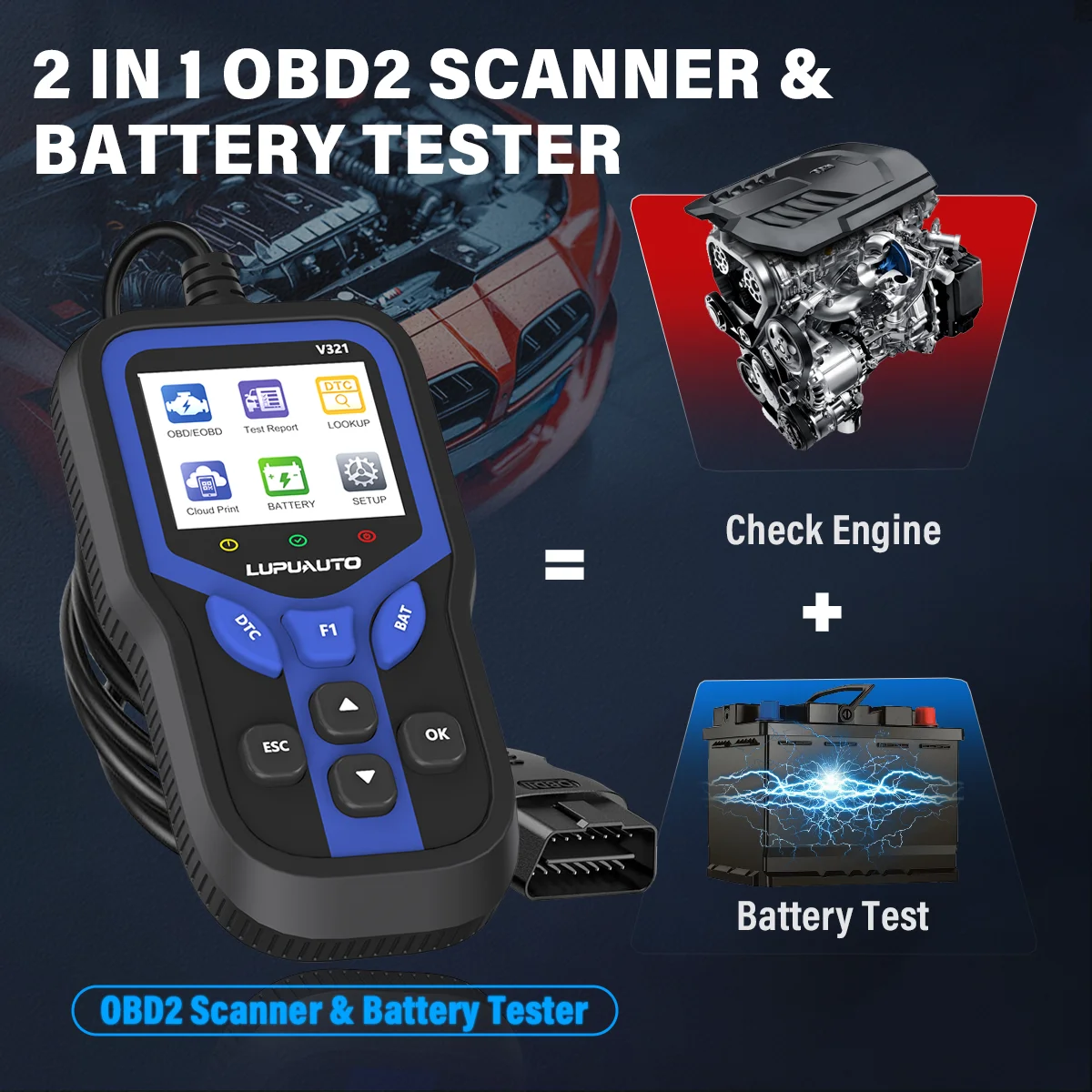 V321 obd2 يده رمز القارئ obd خطأ سيارة أداة تشخيص البطارية الصحة تستر محرك خطأ رمز الماسح الضوئي