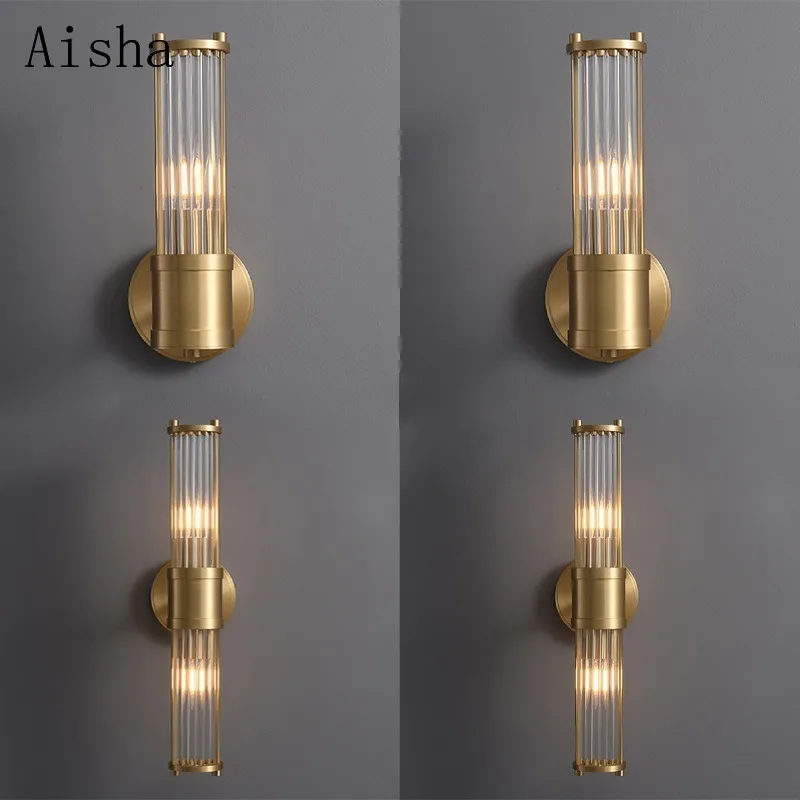 

Luxury Wall Lamp Living Room Sofa Background Wall Bar Glass Wall Sconces for Bedroom Headboard Model Room Bathroom Mirror Light