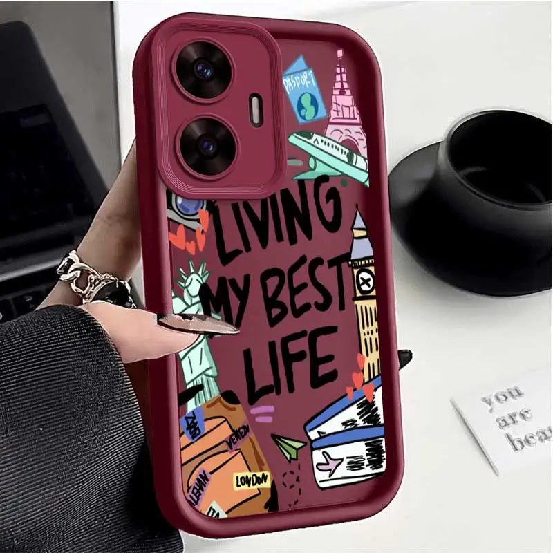 C55 Positive Dreams Sky Eye Ladder Phone Case For Realme C67 C65 C53 C51 C35 C33 C31 C30 C25 C21 C20 C17 C15 C12 C11 Cover