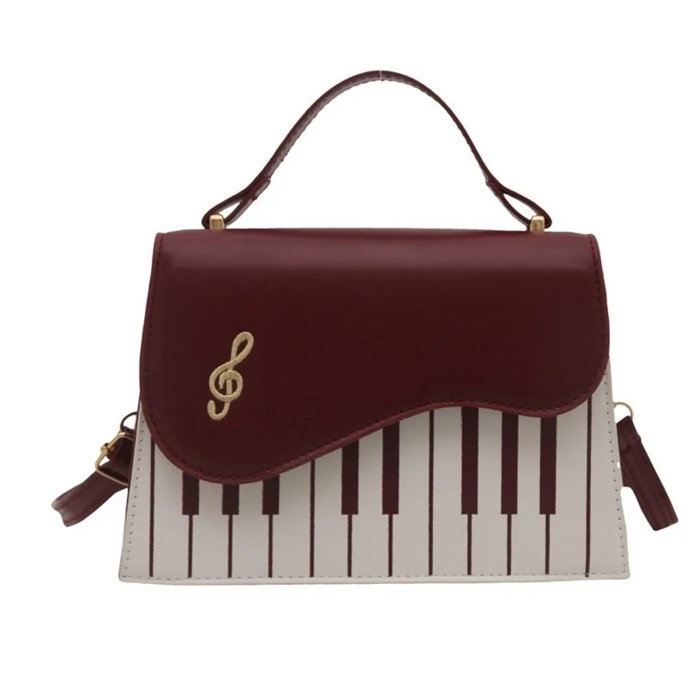Creative Contrast Color Piano Note Crossbody Bag PU Leather Embroidered Shoulder Bag Flip Square Women Handbag Shopping