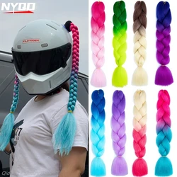 1 Pair Punk Style Motorcycle Helmet Dreadlocks famels Helmet Dreadlocks Ponytail Braid Motocross Bicycle Helmets red Hair Decor