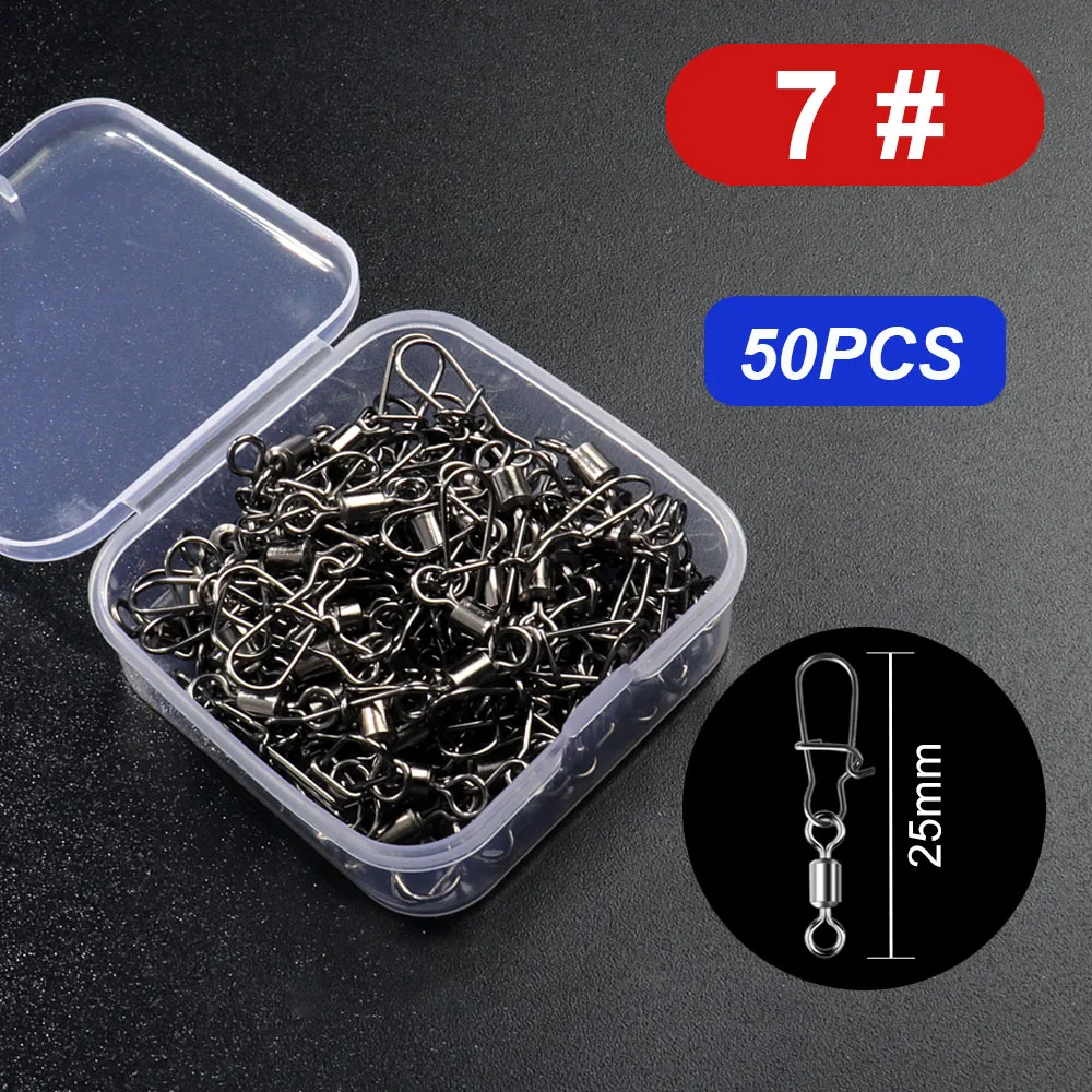 50 teile/schachtel Schwenk Snap Stecker Pin Roll Ring Angelgerät Box Schnalle Haken Locken Kit Draht Drehen Lager Pesca Werkzeug Getriebe