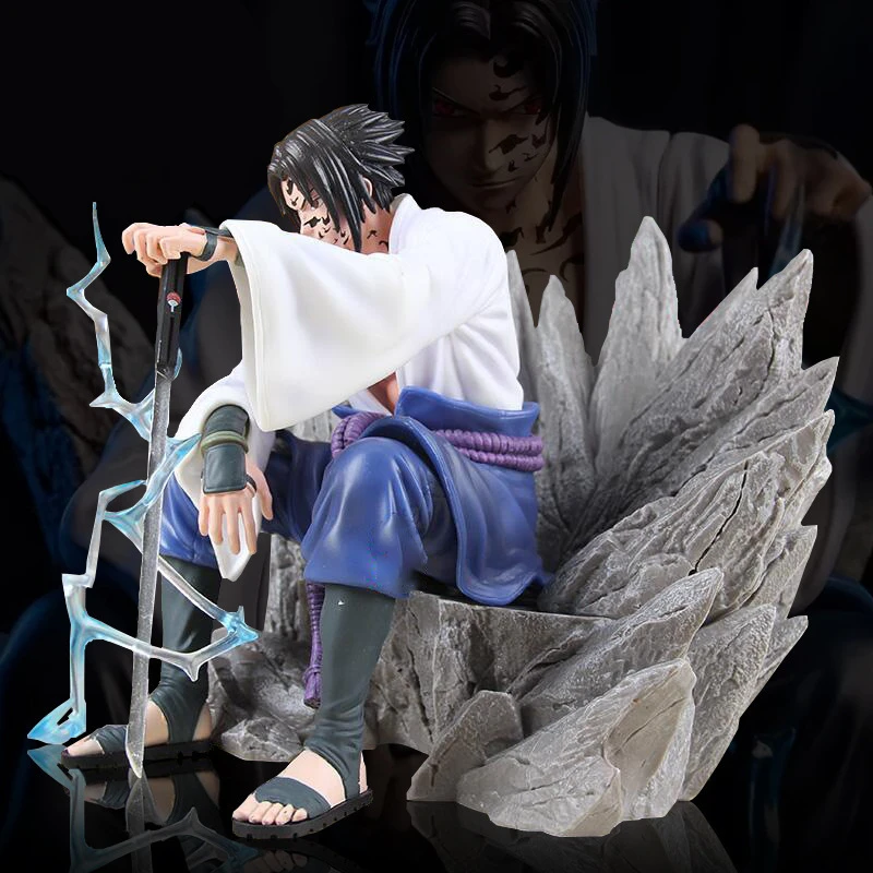 18 cm Naruto Anime Uchiha Sasuke Fluchensiegel PVC Modell Statue Sammlung Actionfigur sitzende Dekoration Ornamente Spielzeug Geschenk