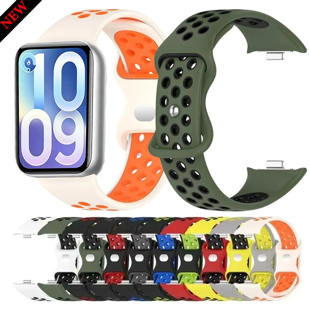 Weiches Silikonarmband für Xiaomi Mi Band 10/9/8 Pro, zweifarbiges, verstellbares Armband für Redmi Watch 6 5 4, Ersatz-Zubehörband