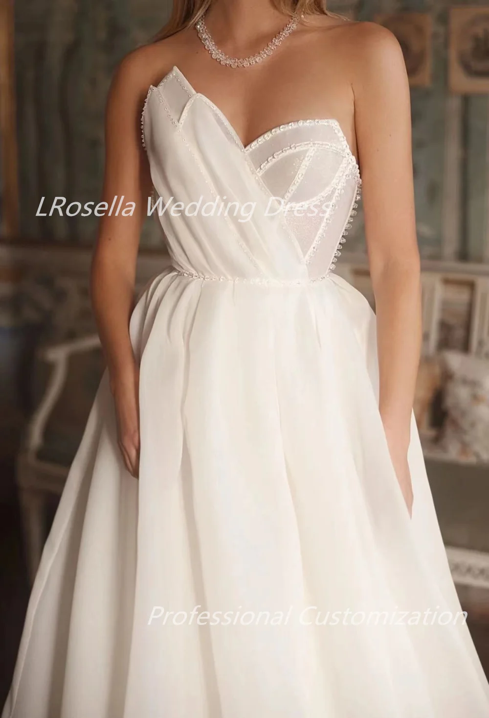 Lrosella Brautkleid Chiffon träger los boden lang ärmel los elegant elegant elegant elegant modernen Stil Luxus فساتي 2024